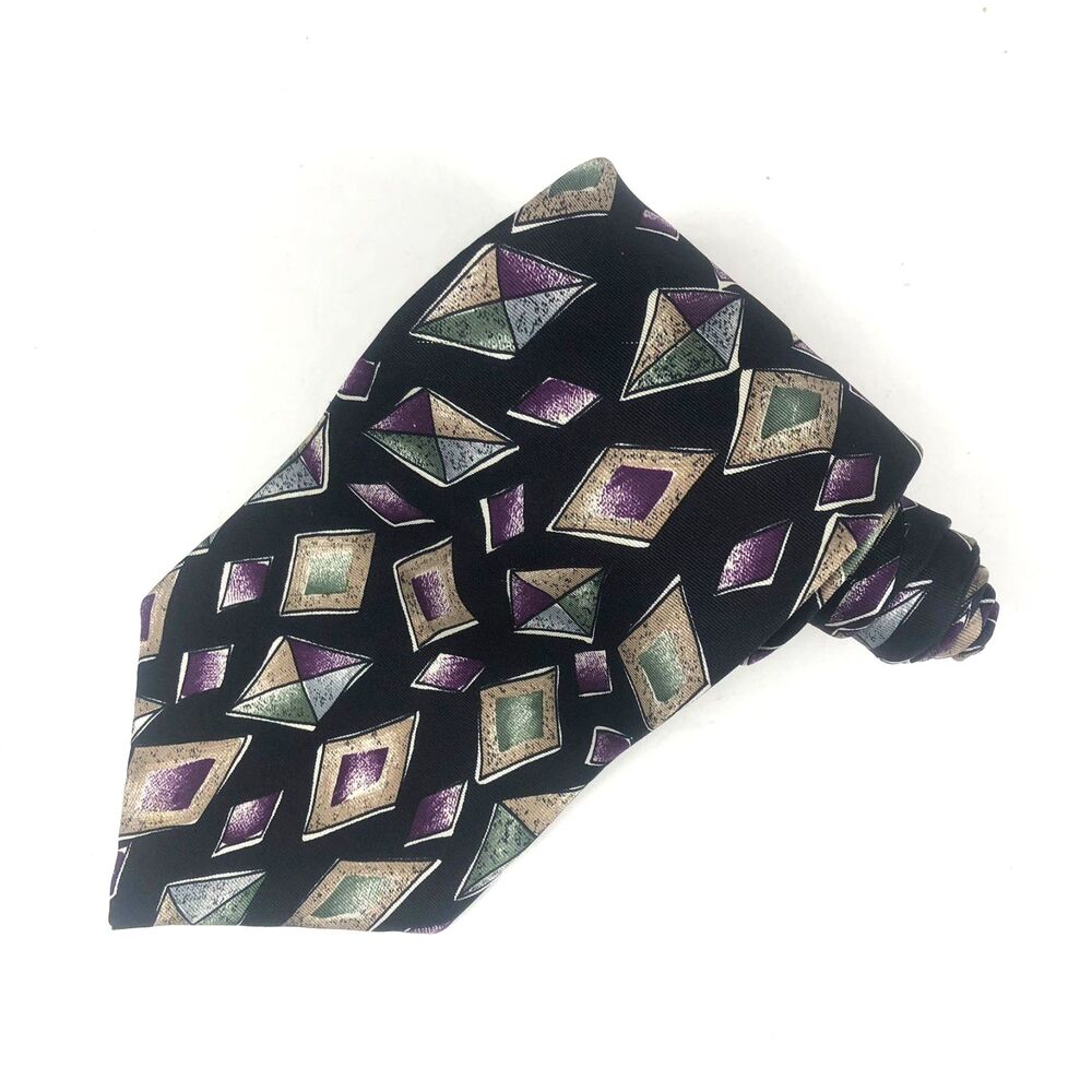 Vintage Sutter & Grant 100% Silk Men's Necktie Geometric Colorful Diamonds